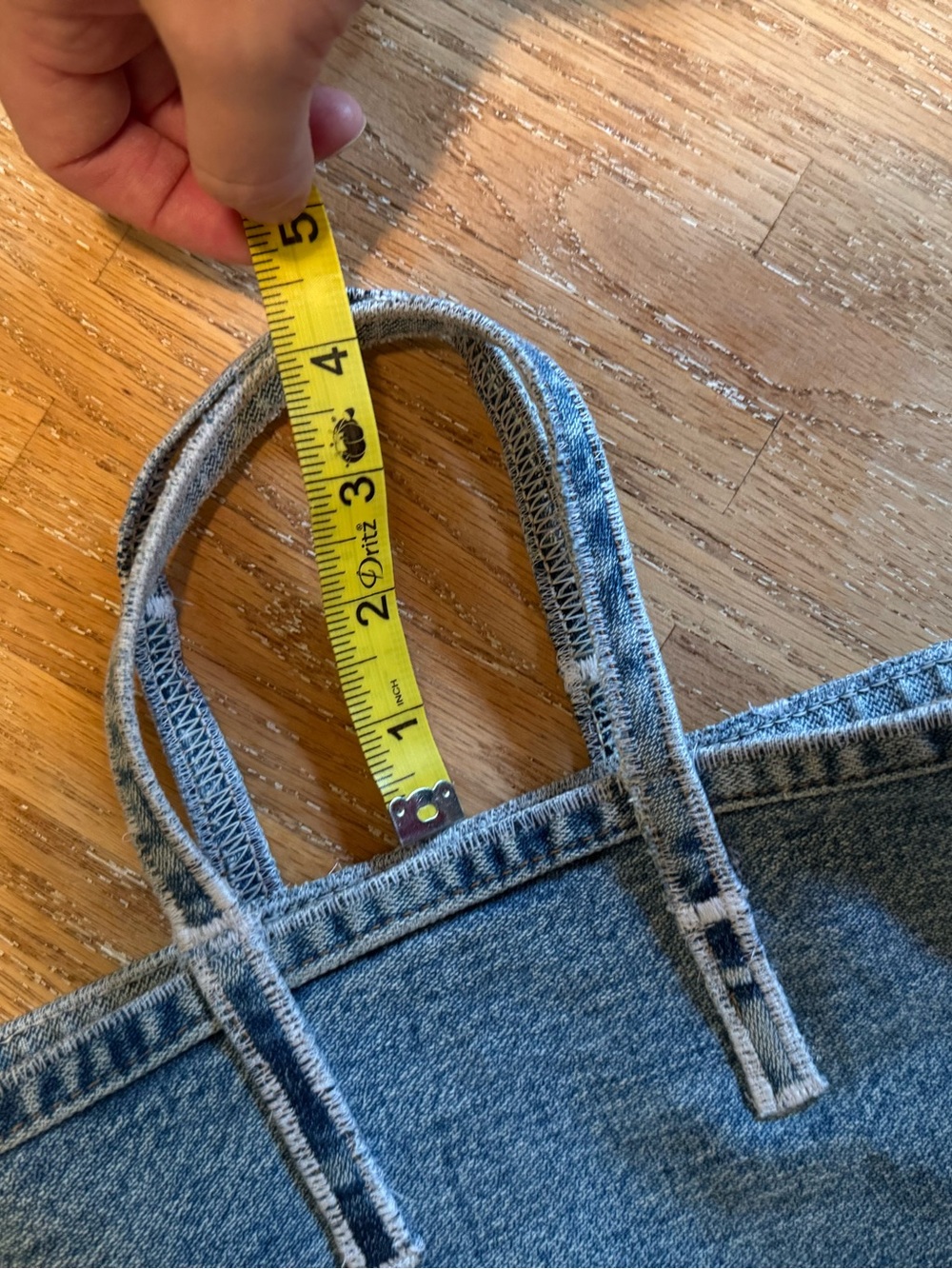 Small Denim Slim Tote Bag -10x10 inches - Hand-sewn by me - Picture 12 of 12